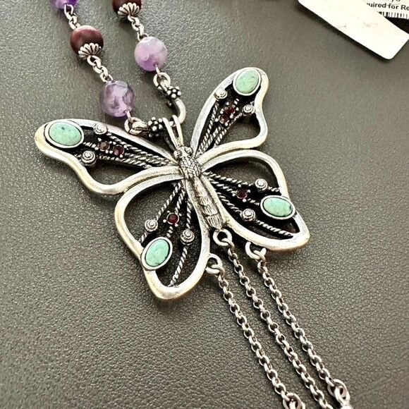 Brand New with Tags Lucky Brand Butterfly Beaded Necklace - Picture 3 of 6